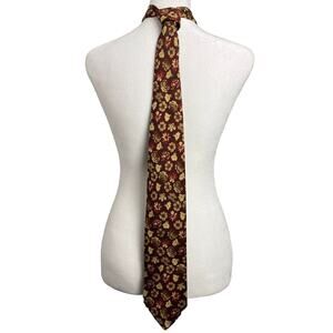 Brooks‎ Brothers Makers Silk Foulard Tie Floral Burgundy Repp Old Money Preppy